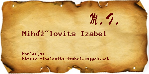 Mihálovits Izabel névjegykártya